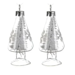 Décoration De Sapin|KAEMINGK Lot de 2 sapins de Noël à suspendre (H8 cm) Genève Transparent