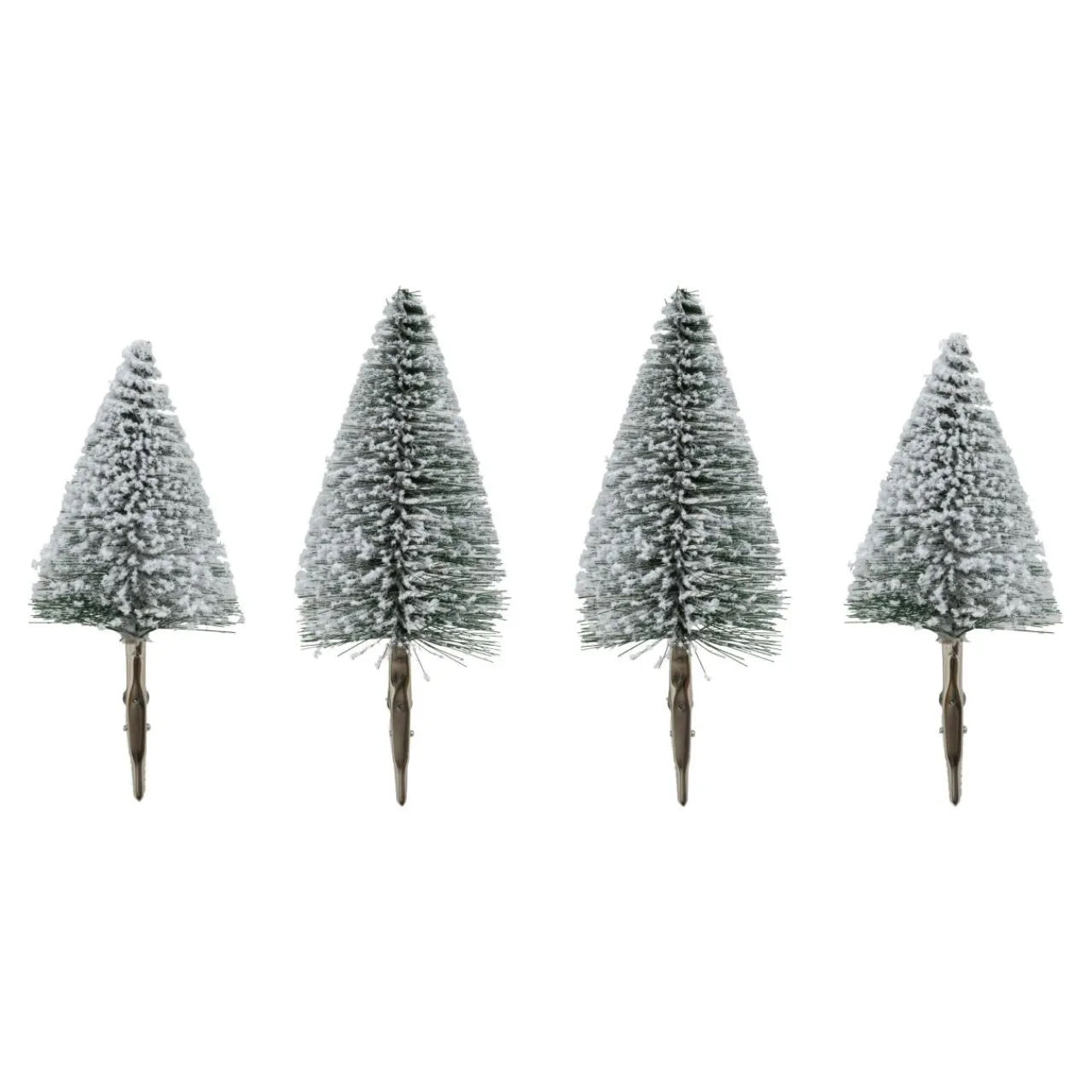 Décoration De Sapin|FEERIC LIGHTS Lot de 4 sapins sur pince (H16-H13 cm) Forêt enchantée enneigé Vert