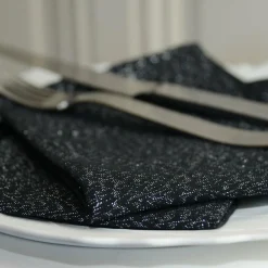Serviette De Table|L'EFFET PAPILLON Lot de 3 serviettes coton (40 x 40 cm) Etincelle es Noir