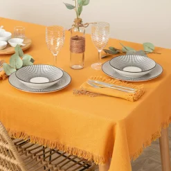 Serviette De Table|ATMOSPHERA Lot de 2 serviettes coton (40 x 40 cm) Maha Jaune ocre