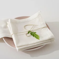 Serviette De Table|ATMOSPHERA Lot de 4 serviettes coton (40 x 40 cm) Chambray Ecru