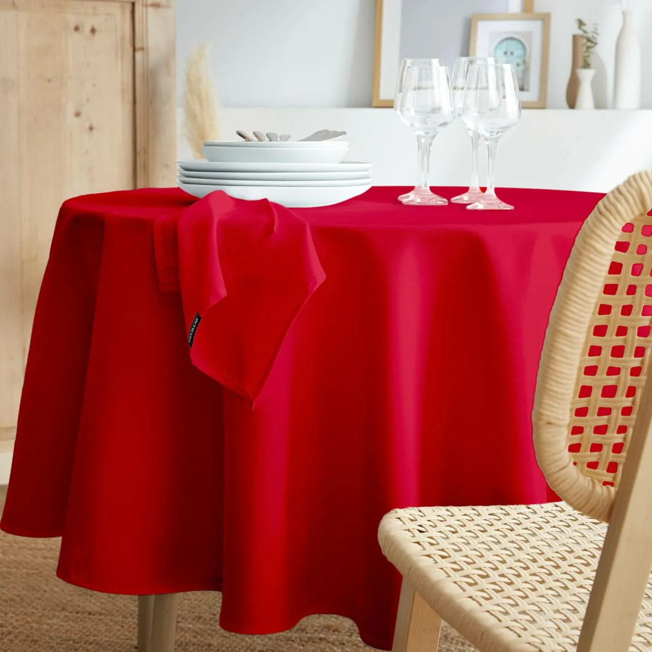 Serviette De Table|EMINZA Lot de 3 serviettes de table polyester (40 x 40 cm) Elise s Rouge