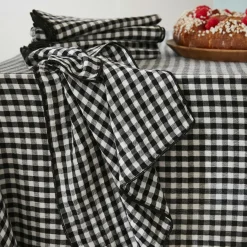 Serviette De Table|EMINZA Lot de 3 serviettes gaze de coton (40 x 40 cm) Gaïa vichy e Noir