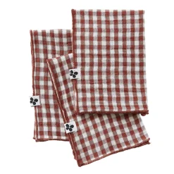 Serviette De Table|EMINZA Lot de 3 serviettes gaze de coton (40 x 40 cm) Gaïa vichy Terracotta