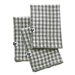 Serviette De Table|EMINZA Lot de 3 serviettes gaze de coton (40 x 40 cm) Gaïa vichy Vert romarin