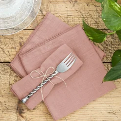 Serviette De Table|EMINZA Lot de 3 serviettes gaze de coton (40 x 40 cm) Gaïa Rose Pêche