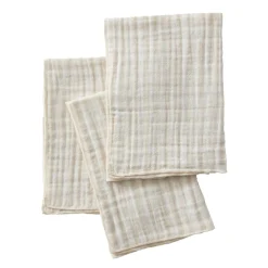 Serviette De Table|EMINZA Lot de 3 serviettes gaze de coton (40 x 40 cm) Gaïa vichy Beige