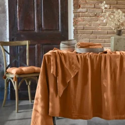 Serviette De Table|EMINZA Lot de 3 serviettes gaze de coton (40 x 40 cm) Gaïa Abricot