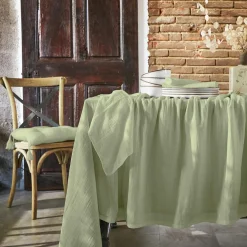Serviette De Table|EMINZA Lot de 3 serviettes gaze de coton (40 x 40 cm) Gaïa Vert tilleul