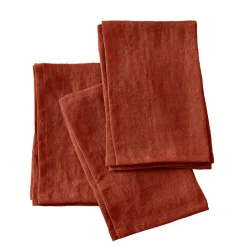 Serviette De Table|EMINZA Lot de 3 serviettes lin lavé (40 x 40 cm) Louise Terracotta