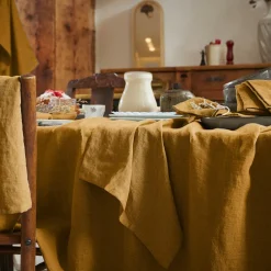 Serviette De Table|EMINZA Lot de 3 serviettes lin lavé (40 x 40 cm) Louise Caramel