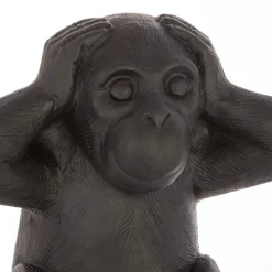 Objet Déco|ATMOSPHERA Lot de 3 singes déco (H24 cm) Sagesse Noir