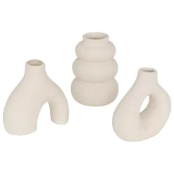 Objet Déco|Atmosphera, cru017dateur d'intu017drieur Lot de 3 soliflores céramique (H9 cm) Iora Blanc