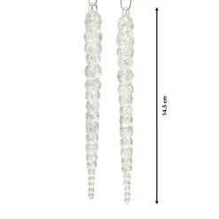 Décoration De Sapin|KAEMINGK Lot de 2 stalactites à suspendre (H14 cm) Glace argenté Transparent