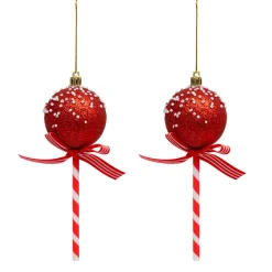 Décoration De Sapin|JJA Lot de 2 sucettes à suspendre (H15 cm) Bonbons de Noël Rouge