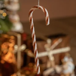 Décoration De Sapin|KAEMINGK Lot de 4 sucres d'orge à suspendre (H12 cm) Gourmand Brun café