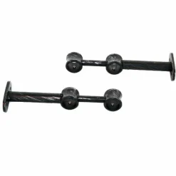Tringle Plafond|Tringle À Rideau, Barre Et Support|LUANCE Lot de 2 supports tringles doubles extensibles (L150 - 195 / D20) Jim patiné Noir