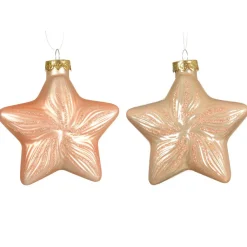 Décoration De Sapin|KAEMINGK Lot de 2 suspensions en verre (H10 cm) Étoiles Céleste Pêche