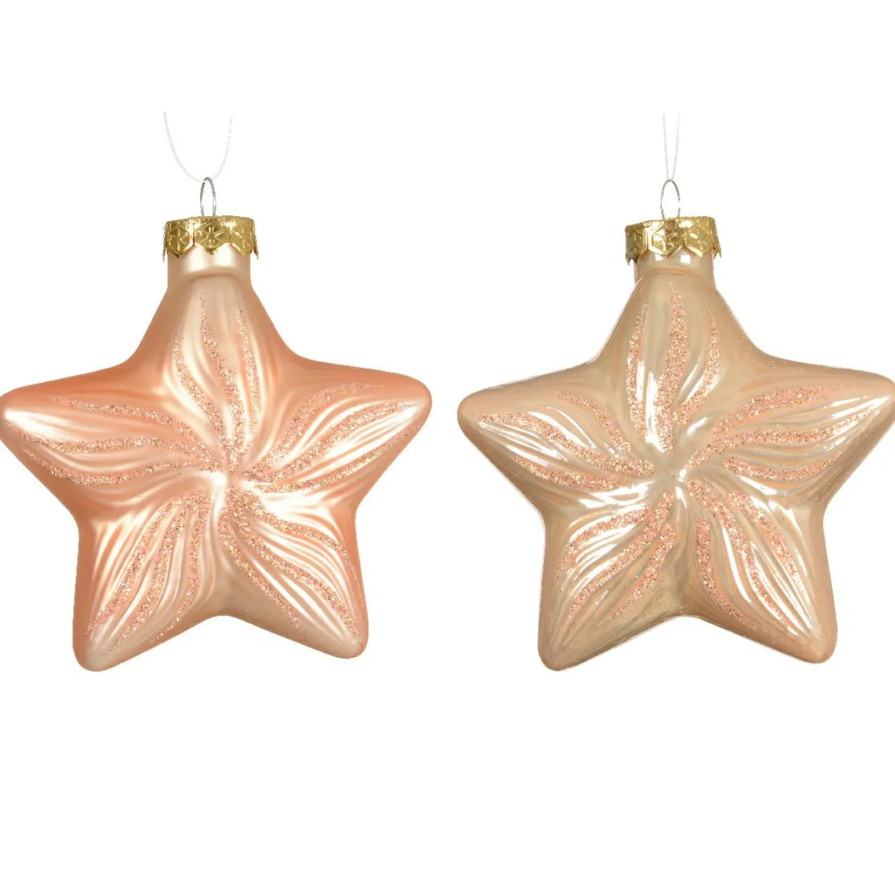 Décoration De Sapin|KAEMINGK Lot de 2 suspensions en verre (H10 cm) Étoiles Céleste Pêche