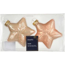Décoration De Sapin|KAEMINGK Lot de 2 suspensions en verre (H10 cm) Étoiles Céleste Pêche