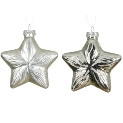 Décoration De Sapin|KAEMINGK Lot de 2 suspensions en verre (H10 cm) Étoiles Céleste Argent
