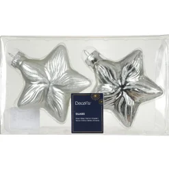 Décoration De Sapin|KAEMINGK Lot de 2 suspensions en verre (H10 cm) Étoiles Céleste Argent