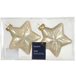 Décoration De Sapin|KAEMINGK Lot de 2 suspensions en verre (H10 cm) Étoiles Céleste Perle