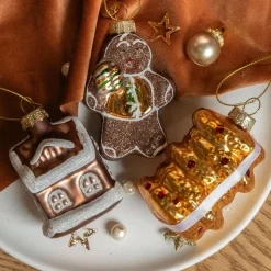 Décoration De Sapin|KAEMINGK Lot de 3 suspensions en verre (H11 cm) Délices de Noël Marron