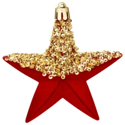 Décoration De Sapin|JJA Lot de 6 suspensions (H15 cm) Cœurs et étoiles paillettes Rouge et Or