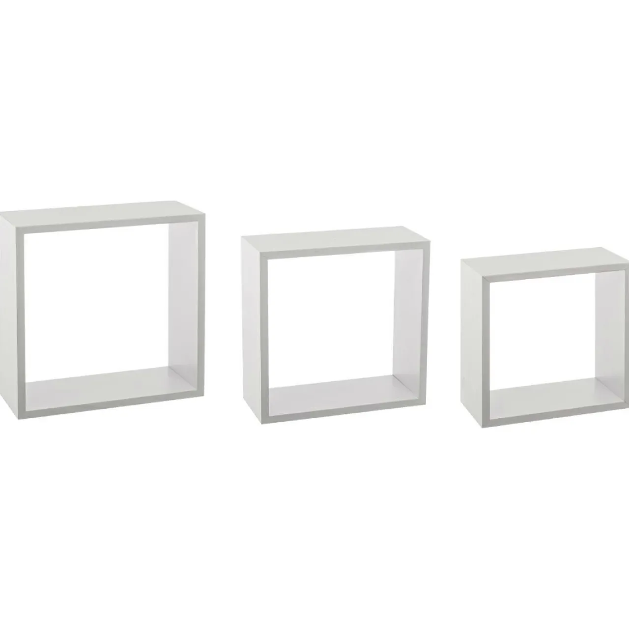 Étagère Murale|ATMOSPHERA Lot de 3 étagères bois (H24-27-30 cm) Cube Blanc