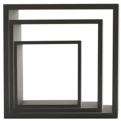 Étagère Murale|ATMOSPHERA Lot de 3 étagères bois (H15-20-25 cm) Cube Noir
