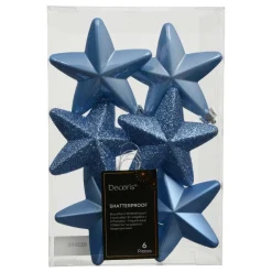 Décoration De Sapin|KAEMINGK Lot de 6 étoiles de Noël à suspendre (H7 cm) Alpine Bleu Ciel