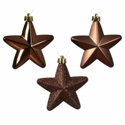 Décoration De Sapin|KAEMINGK Lot de 6 étoiles de Noël à suspendre (H7 cm) Alpine Brun café