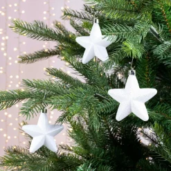 Décoration De Sapin|KAEMINGK Lot de 6 étoiles de Noël à  suspendre (H7 cm) Alpine Blanc