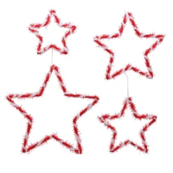 Décoration De Sapin|KAEMINGK Lot de 4 étoiles de Noël à suspendre (H38 cm) Star Rouge