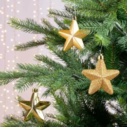 Décoration De Sapin|KAEMINGK Lot de 6 étoiles de Noël à suspendre (H7 cm) Alpine Or