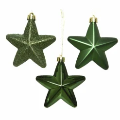 Décoration De Sapin|KAEMINGK Lot de 6 étoiles de Noël à suspendre (H7 cm) Alpine Vert sapin