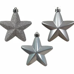 Décoration De Sapin|KAEMINGK Lot de 6 étoiles de Noël à suspendre (H7 cm) Alpine Gris marbre