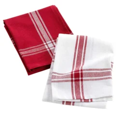 Accessoire Cuisine|DOUCEUR D'INTERIEUR Lot de 2 torchons coton recyclé Cuisiline Bordeaux