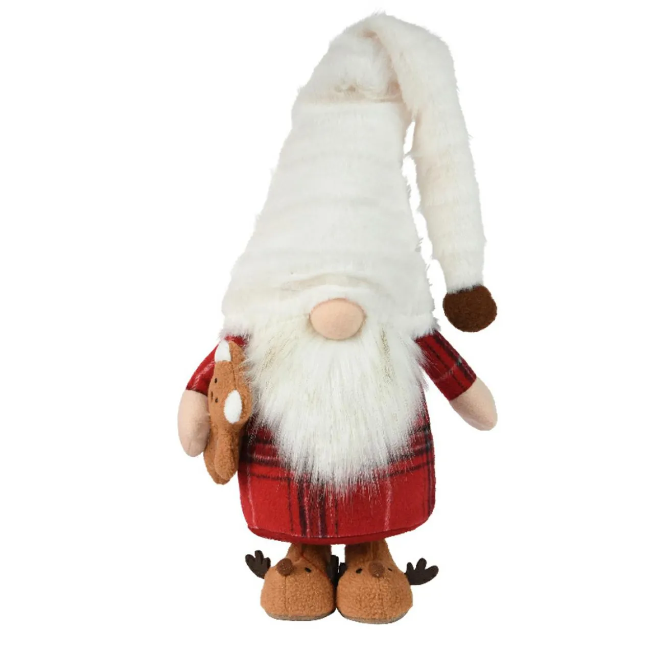 Père Noël, Animaux Et Personnage|KAEMINGK Lutin de Noël (H65 cm) Gluk Dormeur en pyjama bonnet Blanc