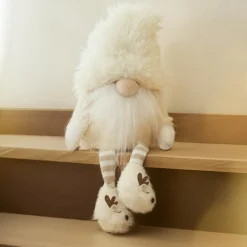 Père Noël, Animaux Et Personnage|KAEMINGK Lutin de Noël jambes souples (H48 cm) Gaston mignon crème Blanc