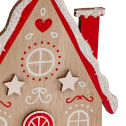 Décoration De Sapin|JJA Maison à suspendre en bois (H15 cm) Petit biscuit Rouge