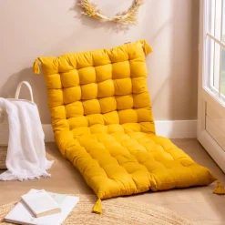 Coussin De Sol|EMINZA Matelas de sol coton (120 x 60 cm) Pixel Jaune moutarde