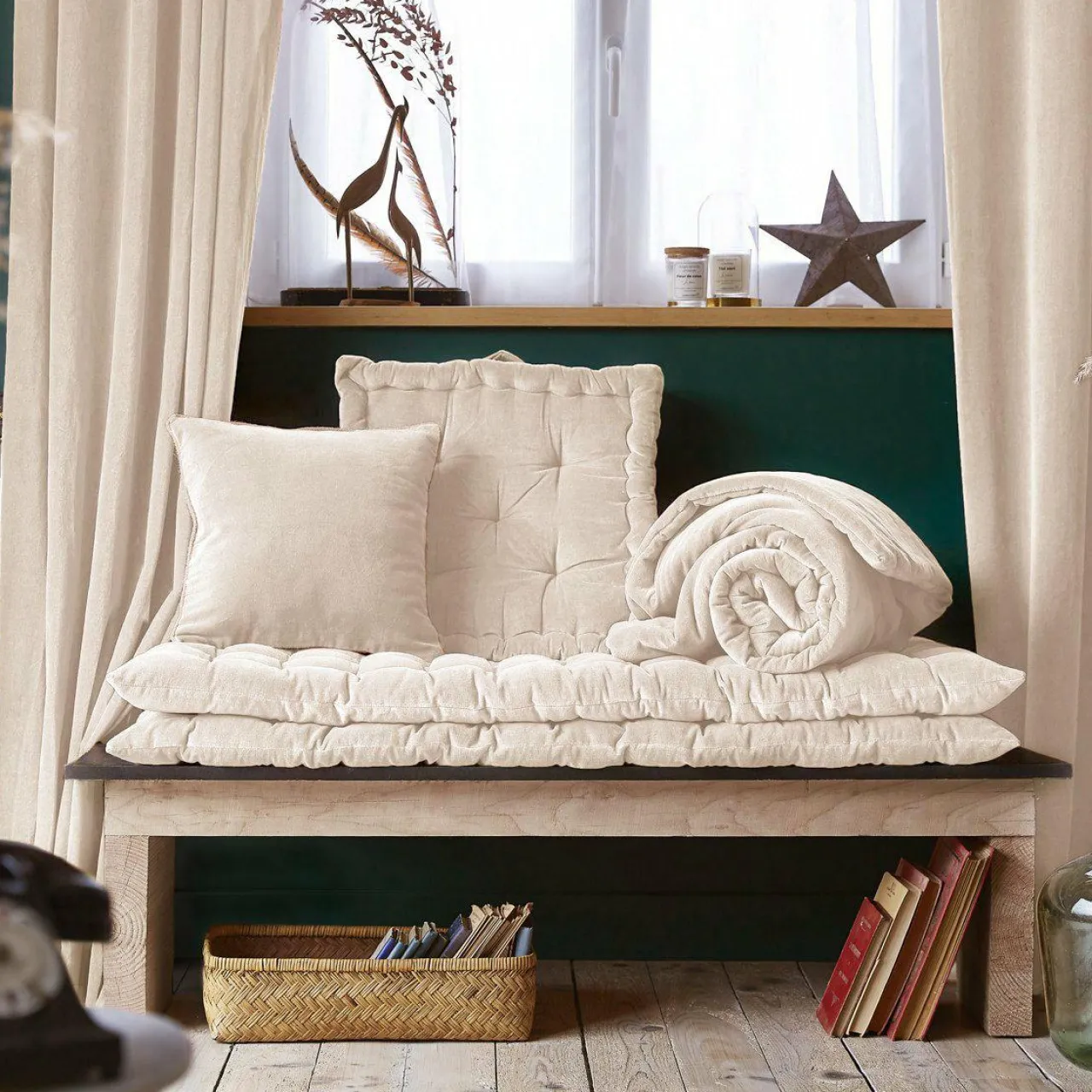 Coussin De Sol|EMINZA Matelas de sol velours de coton (60 x 120 cm) Victor pampa Beige