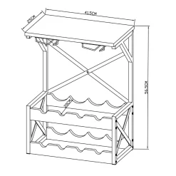 Range Bouteilles|EMINZA Meuble range-bouteilles industriel 8 emplacements et porte-verres (H56 cm) Tiago Noir