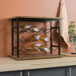 Range Bouteilles|EMINZA Meuble range-bouteilles industriel 12 emplacements (H40 cm) Auguste Noir