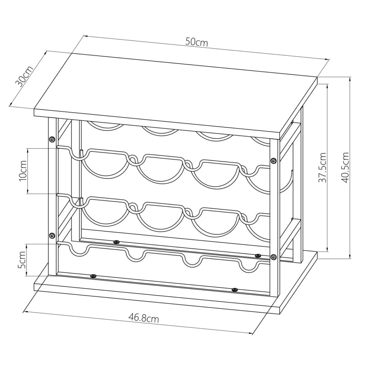 Range Bouteilles|EMINZA Meuble range-bouteilles industriel 12 emplacements (H40 cm) Auguste Noir