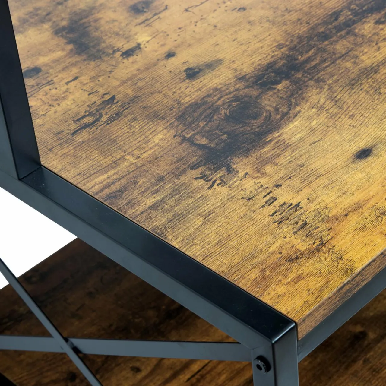 Range Bouteilles|EMINZA Meuble range-bouteilles industriel 10 emplacements et porte-verres (H178 cm) Léon Marron