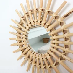 Miroir|ATMOSPHERA Miroir en rotin (D30 cm) Soleil Naturel