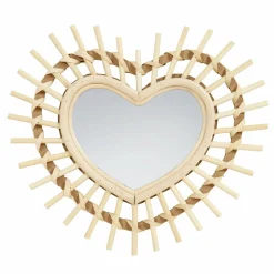 Miroir|OSTARIA Miroir mural en bambou (H22 cm) Coeur Naturel